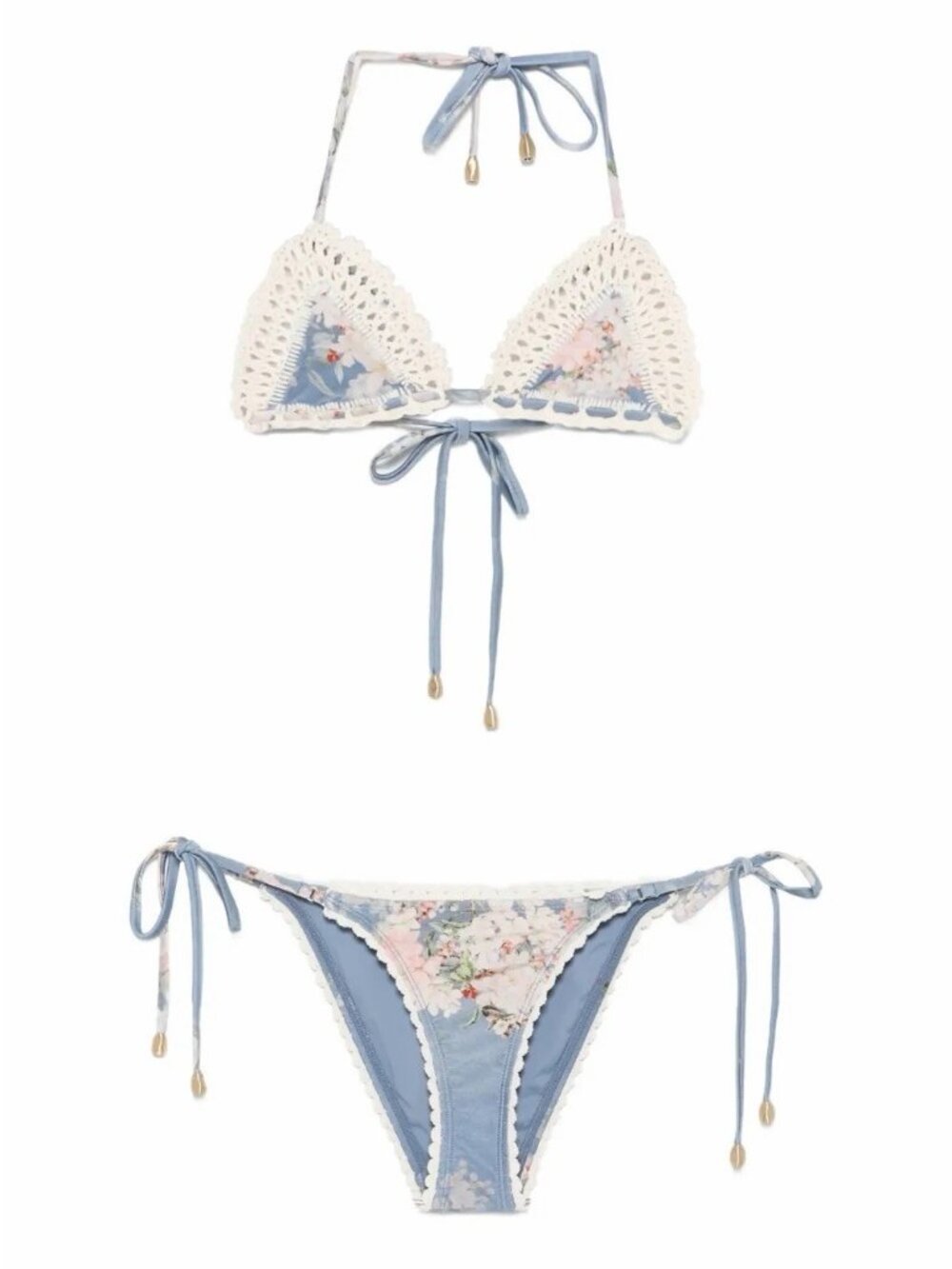 NWT Zimmermann Cascadian Crochet Triangle Bikini Set Sz 2 100% Authentic Blue
